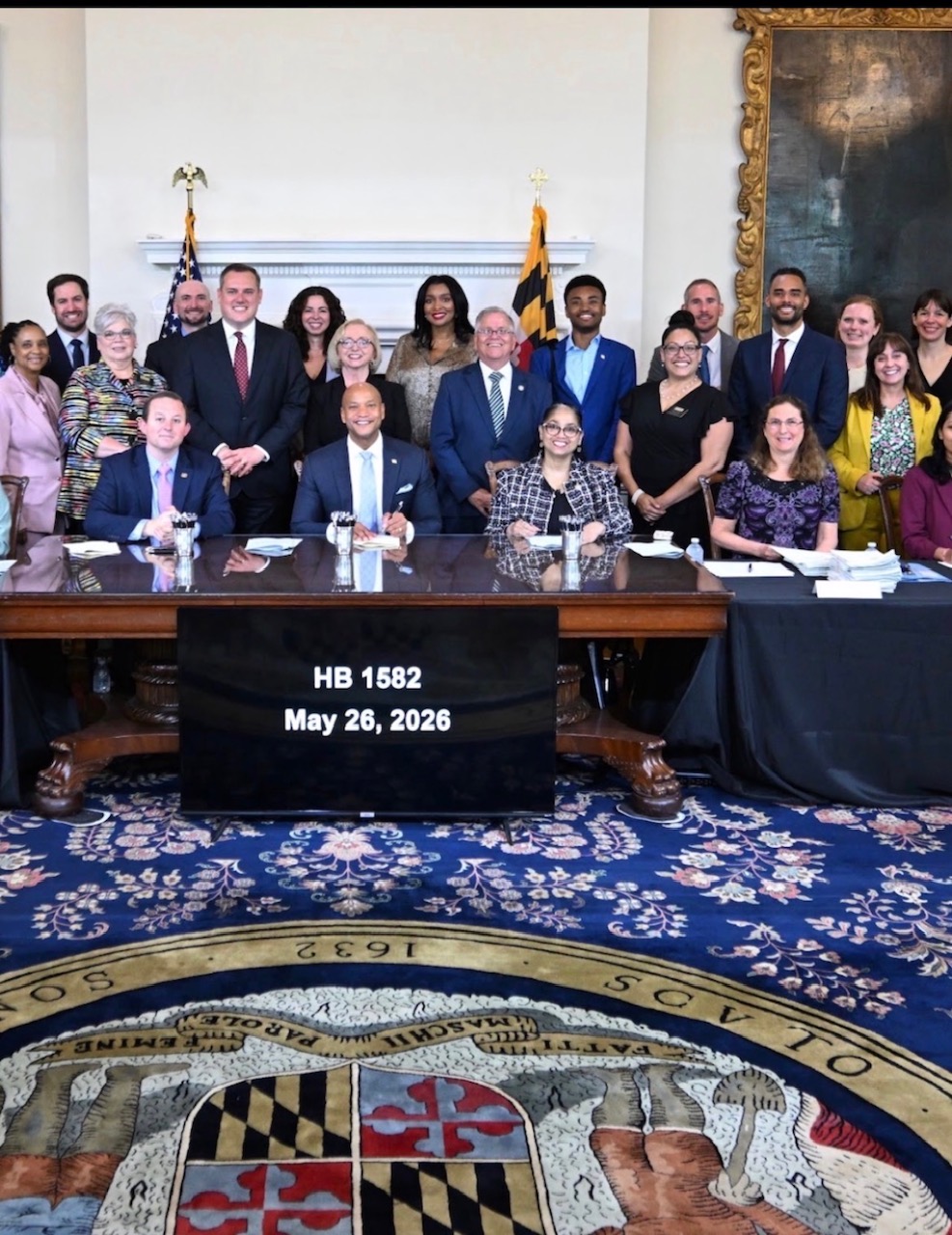 Yvonne Harper at HB 1582 bill signing with Governor Wes Moore, May 26, 2026